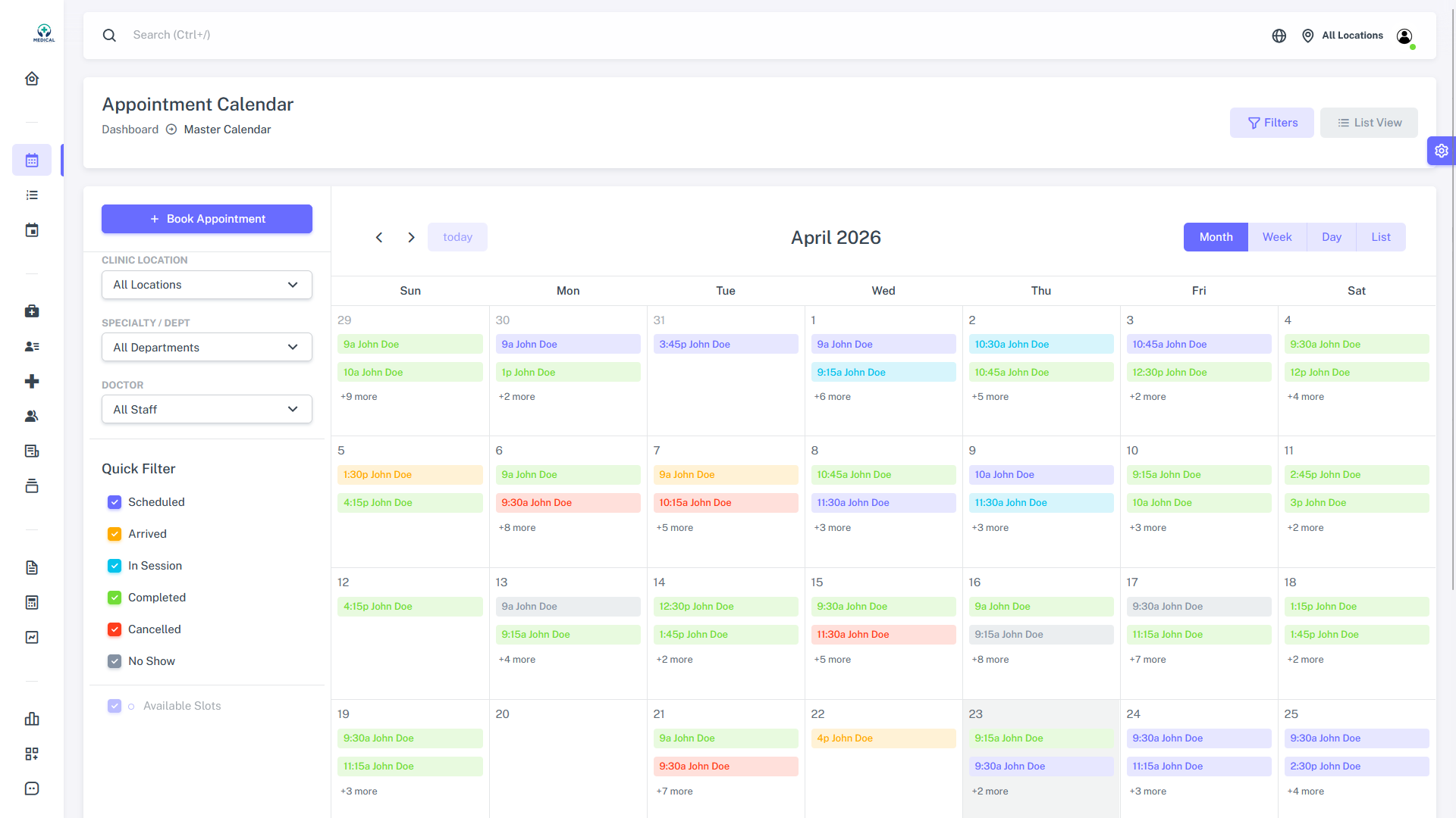 Light Mode Calendar UI